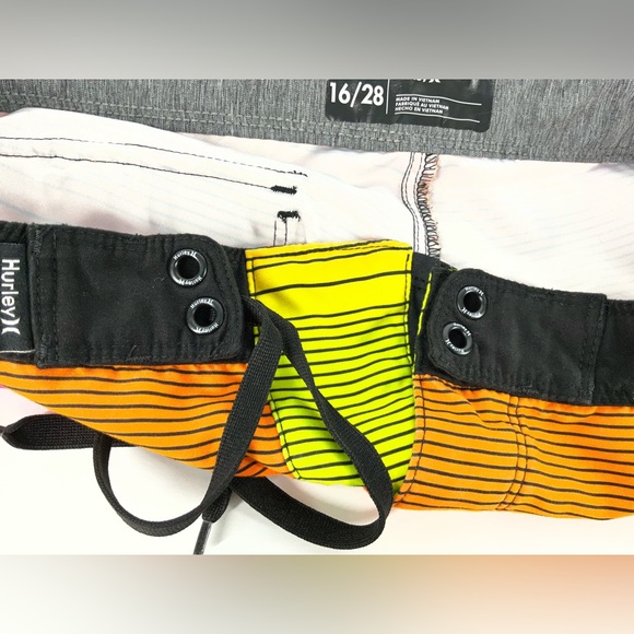Hurley Shoreline Swim Trunks Size 16/28 | Neon Ombre Stripe Board Shorts - Picture 7 of 13